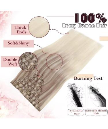 Easyouth Blonde Balayage Clip in Hair Extensions - Real Human Hair, 12 inch 70g 7pcs, #18/22/60 Nordic Ombre Double Weft Clip ins - Buy Online on GoSupps.com