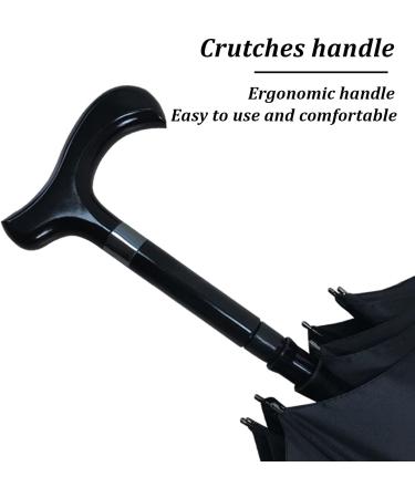 Walking Stick Umbrella 2-in-1 Multifunction Crutch Umbrella with Non-Skid Foot Self Protection Cane Umbrella for Men and Women Gift Black - Buy Online on GoSupps.com