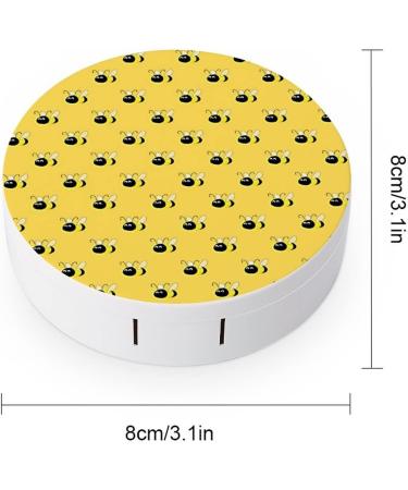 Yellow Bees Pattern Round Case For Contact Lens Kit Storage Box with Mirror Printed - Buy Online on GoSupps.com