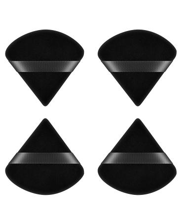 Triangle makeup powder quaste 2/4 piece of face sponge powder puff washable reusably reusable makeup sponge wet dry make -up tool for loose powder or foundation rouge 4 pieces (black 4 pieces)