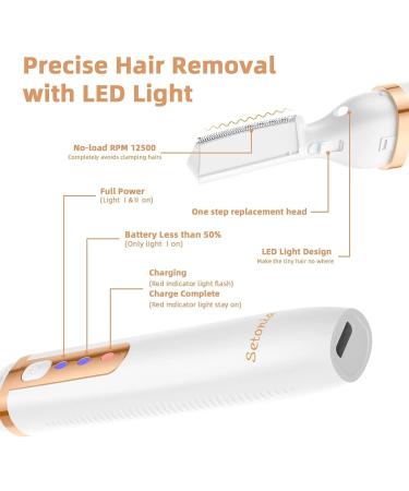 Rechargeable Facial Hair Remover & Eyebrow Trimmer for Women - Electric Shaver Razor for Peach Fuzz, Chin, Cheek, Upper Lip - White - Buy Online on GoSupps.com