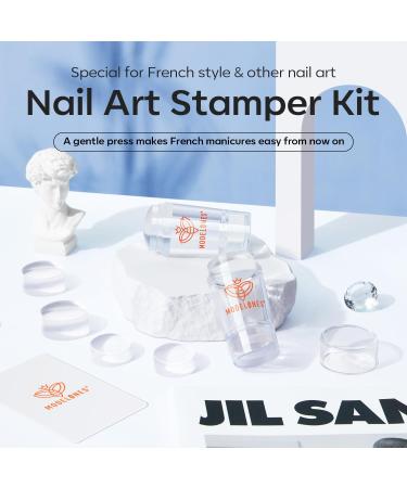 Modelones Nail Art Stamper Kit 6PCs - Double Nail Stamp Set with 4 Clear Silicones Scraper & Tool for DIY Manicure & Shellac Nail Polish - Buy Online on GoSupps.com