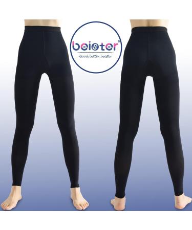 Beister Medical Compression Pantyhose 20-30mmHg Support Tights for Women & Men - Opaque, Footless, Waist High - Varicose Veins, Edema, Flight - Black 3X-Large - Buy Online on GoSupps.com