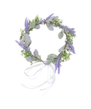 Minkissy Womens Headbands Lavender Flower Flower Headband Floral Hair Garland Fairy Flower Headband Wedding Hair Accessories for Girls Brides Ladies Purple Flower Hair Accessories
