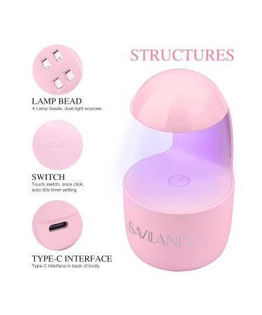 Buy Saviland Mini UV Lamp for Nails - Portable Even Drying Travel-Friendly UV Gel Nail Light - Perfect for Beginners - Pink 2B - Buy Online on GoSupps.com