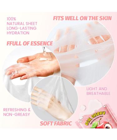 8 Pack Cherry Face Mask Pink Face Masks Skincare Spa Day Kit Supplies Spa Party Favors for Women Sheet Facial Mask Skincare Gifts Set Moisturize Soothe for All Skin Types C-8 Pack-Cherry - Buy Online on GoSupps.com