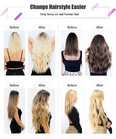 Premium Laavoo Clip-In Extensions | Real Remy Hair - Ash Blonde Highlights | 70g 5-Piece Set #18/613 | Perfect for Effortless Volume - Buy Online on GoSupps.com