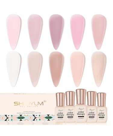 SHOYUM Nude Pink Gel Nail Polish Set - 10 Neutral Colors for DIY Manicure, Translucent Spring/Summer Trend - Perfect Gift for Girls and Women - Buy Online on GoSupps.com