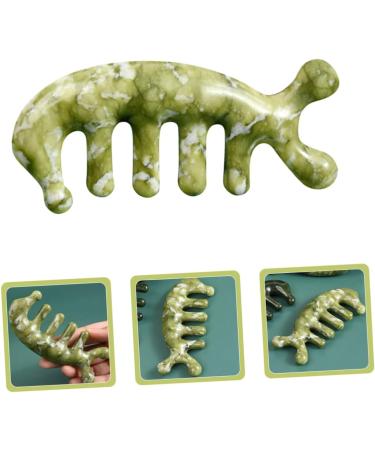 Fomiyes Jade Massage Comb - Acupuncture Handheld Massage Tool for Body Relaxation - 11.50x4.50cm Green Jade Design - Buy Online on GoSupps.com