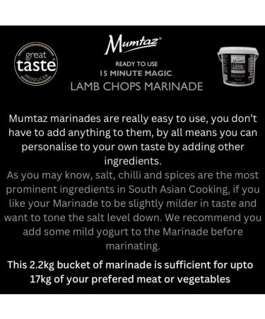 Mumtaz LAMB CHOPS Marinade Catering/Party Size Bucket - BULK 2.2Kg - Restaurant Quality - Medium Spiced - BBQ - Grill - Roast - Stir or Air fry.All Natural Ingredients- Gluten Free- Vegan Friendly. - Buy Online on GoSupps.com