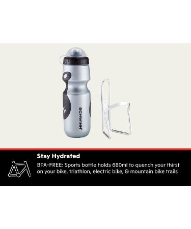 Schwinn Bike Bottle Holder with 23oz BPA-Free Water Bottle - Easy Mount Alloy Cage Cycling Accessory - Buy Online on GoSupps.com
