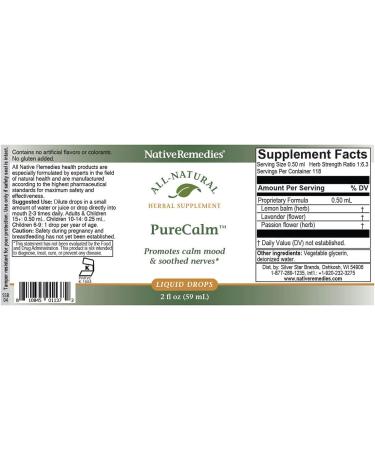 Native Remedies PureCalm Herbal Supplement 59mL - Promotes Calmness in Stressful Times - All Natural Formula - 2 Fl Oz - Buy Online on GoSupps.com