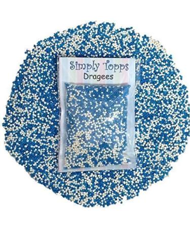 simply topps Blue & White Mini Sugar Balls 30g (Approx 1mm Diameter) for Cake or Cupcake Decorations