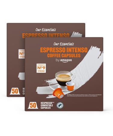 by Amazon Espresso Intenso Nespresso Compatible Coffee Capsules Dark Roast 100 Count (2 Pack of 50) - Rainforest Alliance Certified