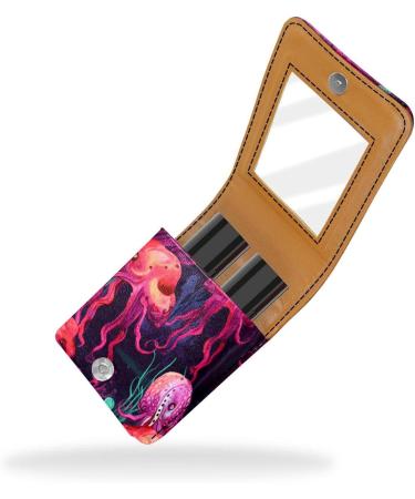 Buy Stylish Leather Lipstick Case & Organizer with Mirror - Mini Holder for Lip Gloss | Sea Creatures Design - Buy Online on GoSupps.com