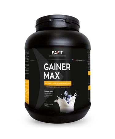 EAFIT GAINER MAX 1.1 kg - Blueberry - Bodybuilding Protein - Whey + Egg - Muscle Gain - Calorie Intake - Mineral Vitamins - 18 Servings - French Brand - Certified Anti-Doping