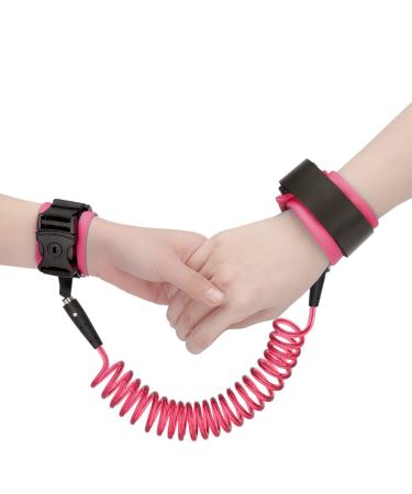 Anyfirst 2m anti-lost wrist belt leash children wrist link bungee leash 360 rotatable elastic wire rope children for travel outdoor walking pink
