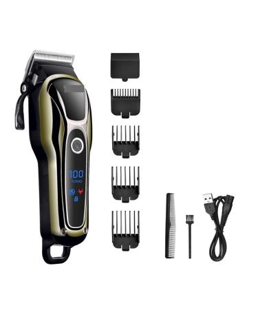 2023 New Electric Hair Clipper Rechargeable Trimmer Men's Electric Shaver with LCD Display Wireless Beard Trimmer. EU Plug Black