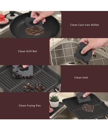 Lizusidtsy Cast Iron Chainmail Scrubber + Pan Stainless Steel Skillet Cleaner Scraper Tool for Cast Iron Pans Easy to Use Black - Buy Online on GoSupps.com
