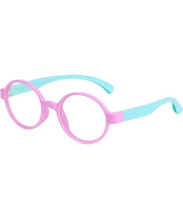 Children's Blue Light Filter Glasses - UV Block TR90 Round Frame for Girls + Anti-Slide Tape & Pink Glasses Case - Buy Online on GoSupps.com