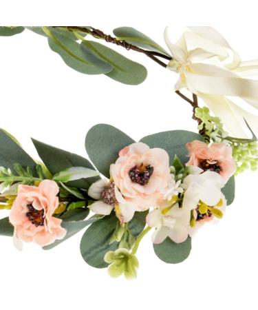 Boho Bridal Flower Crown | Eucalyptus Headband & Greenery Wreath for Weddings | Rose Flower Garland Headpiece - One Size - Buy Online on GoSupps.com