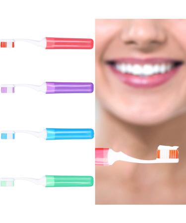 Portable Toothbrush 4 Pack - Fine Hair Oral Cleaning for Travel & Stain Removal - Buy Online on GoSupps.com