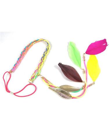 Women Lady Girls Bohemian Double Braided Headband Tassels Hairband Headwear Hippie Feather Headband Hair Hoop Handmade Indian Fascinator Headband Headdress Hair Bands Hair Accessories (Multi-colour) - Buy Online on GoSupps.com