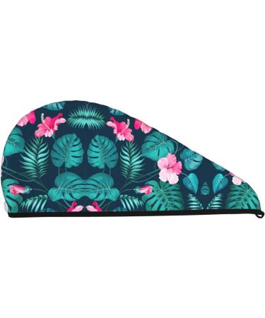 Hawaii Pink Flower Coral Velvet Dry Hair Cap - Unisex Towel Wrap for Bathroom Pool Party & Beach | Ideal Home Accessory - Buy Online on GoSupps.com