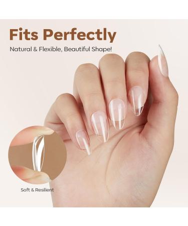 Modelones Short Almond Nail Tips - 216PCS Pre-shaped Full Cover Fake Nails & Gel Nail Extension Kit | 12 Sizes A1 - Perfect for Acrylic & Gel Manicure - Buy Online on GoSupps.com