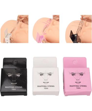  TMISHION Set of 3 pre-inked 10m x 15m eyebrow mapping measuring cords (Black/White/Pink) - Buy Online on GoSupps.com