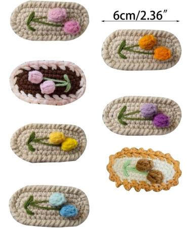 hgnxa Cute & Fun Wool Knitted Flower Hair Clip Crochet Flower Barrettes Colorful Hairpin Unique Hair Accessories for Kids - Buy Online on GoSupps.com