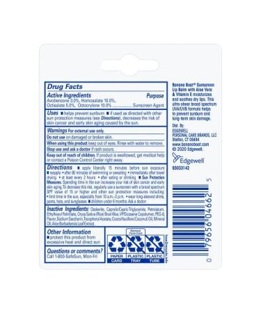 Banana Boat Aloe Vera with Vitamin E Sunscreen Lip Balm SPF 45 - .15 oz Pack of 6 - Buy Online on GoSupps.com