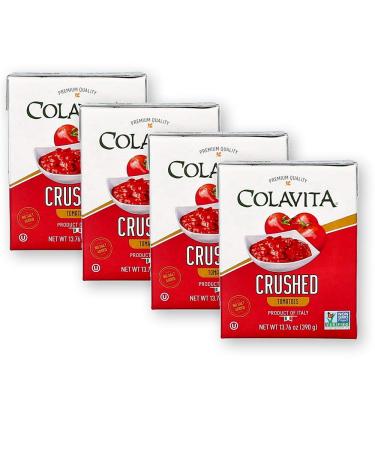 Crushed Tomatoes - Premium Italian Imported - Colavita 4 Pack of 13.76 Ounce - Eco-Friendly Tetra Cart - Non-GMO 13.76 Ounce (Pack of 4)