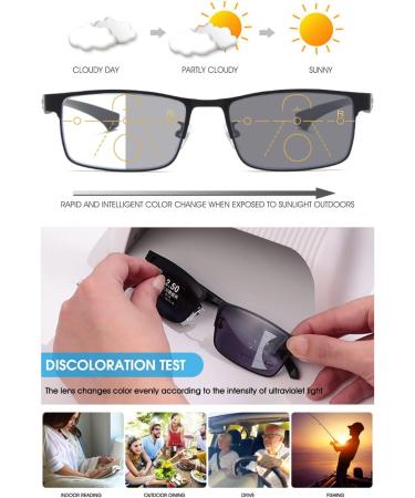 Buy Vevesmundo Self-Tinting Reading Glasses | Multifocal Blue Light Filter Eyewear for Men & Women | 2.5x Magnification Sun Protection & Style - Buy Online on GoSupps.com