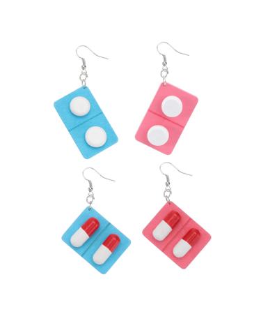 BESPORTBLE 2pairs Wooden Ear Dangler Medicine Shape Fashionable Nurse Earrings for Cosplay