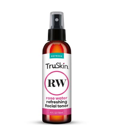 TruSkin Rose Water Toner for Face Refreshing Toner Made with 100% Rose Water Gently Hydrates and Revitalizes Skin Care to Refine and Balance Skin for a Healthy-Looking Complexion 4 fl oz