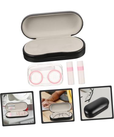 Shop Lifkomie Double-Layer Glasses Case - 2-in-1 Travel Container for Contact Lenses & Glasses - Multi-Purpose Storage | White & Pink 16x7x5.5cm - Buy Online on GoSupps.com