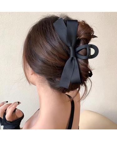Black Hair Bow Clips for Women Girls Nonslip Bow Claw Clamps for Thick Thin Hair French Barrettes Hair Pins for Women Large Bowknot Hair Clip