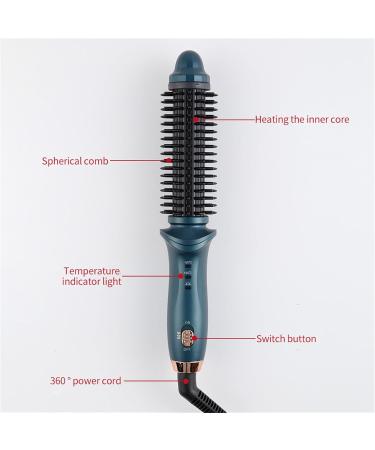 Mini Curling Iron Travel Hair Brush - Anti-Scald Round Hot Brush for All Hair Types | Professional Instant Heat Up Curling Wand | Purple - Buy Online on GoSupps.com