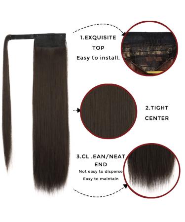 Clip-in Dark Brown Ponytail Extension - Long Smooth 24-Inch Hairpiece | Natural Braid Wrap 071G - Buy Online on GoSupps.com