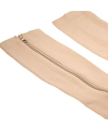 Zipper Compression Stockings for Men & Women - Open Toe Knee-High Socks for Varicose Veins & Pregnancy - Medical Grade Support (L/XL Skin) - Buy Online on GoSupps.com
