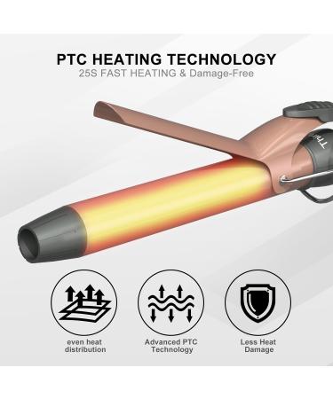 Thirtek 1-Inch Ceramic Curling Iron - Professional Hair Curler with 15 Adjustable Temps LCD Display Dual Voltage Heat Protective Glove & Clips | Salon Quality Copper Brown - Buy Online on GoSupps.com