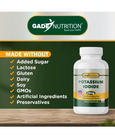 Potassium Iodide 65mg - Thyroid Support Supplement - Non-GMO - Made in USA - 120 Tablets - Buy Online on GoSupps.com