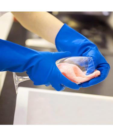 Waterproof Rubber Gloves - 4 Pairs of Reusable Cleaning Gloves for Dishwashing Kitchen Cleaning Working Painting Gardening in Blue Yellow Orange and Red colors(Large size) - Buy Online on GoSupps.com