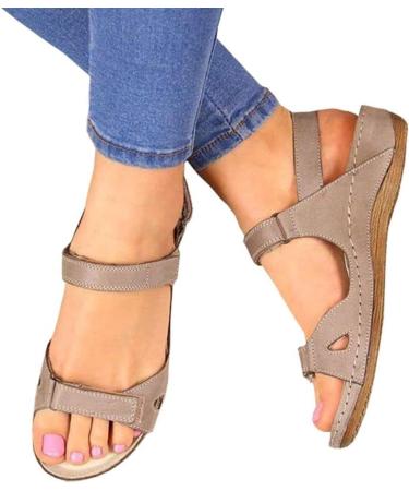 High-Quality Open Women's Sandals - Orthopedic Flip-Flops Vintage Summer Style Breathable Non-Slip Platform Shoes with Adjustable Ankle Straps - Bridal Gray 39 EU - Buy Online on GoSupps.com