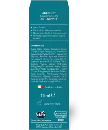 Matt AGEACTIV AntiGravity face cream for the eyes with bioactive peptides and 7 ceramides regenerates shapes and smoothes the skin suitable for sensitive skin fragrancefree 15 ml - Buy Online on GoSupps.com