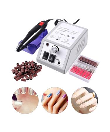 Wodesid Nail Drill Machine Electric Nail File Drill Set Kit with Sanding Bands Low Noise Vibration for Acrylic Nails  Gel Nail Art Polisher Sets Glazing Manicure Grinder Tool (Gray)