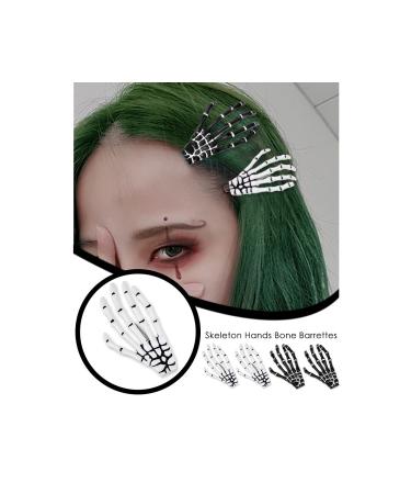 Korean Gothic Skeleton Hands Hair Clips - Punk Rock Devil Claw Barrettes Set (Black/White) - Buy Online on GoSupps.com