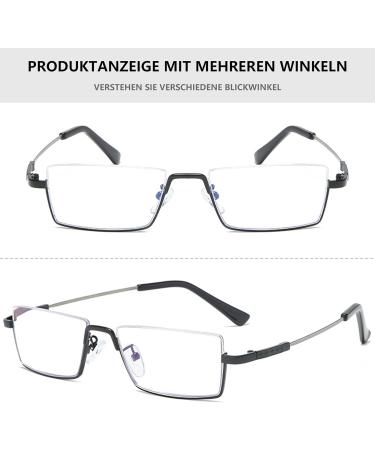 Shop Lanomi Narrow Reading Glasses - Blue Light Filter Varifocal Half Frame Titan Metal +1.0 to +4.0 for Men & Women - Flexible Multifocal Aid - Buy Online on GoSupps.com