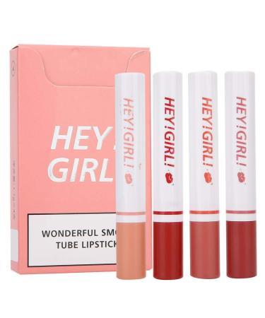 4pcs/set Cigarette Shape Lipstick Set Matte Long Lasting No Fading Lip Makeup Cosmetic Lips Fuller Makeup Set Kit Long Lasting Waterproof